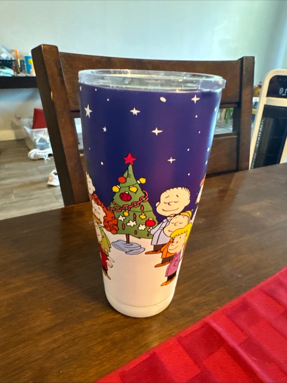 Holiday Cartoon Travel Tumbler - Blue Christmas Design